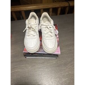 Nike White On White Air Force Ones Size 6 Youth Excellent Condition Very Clean